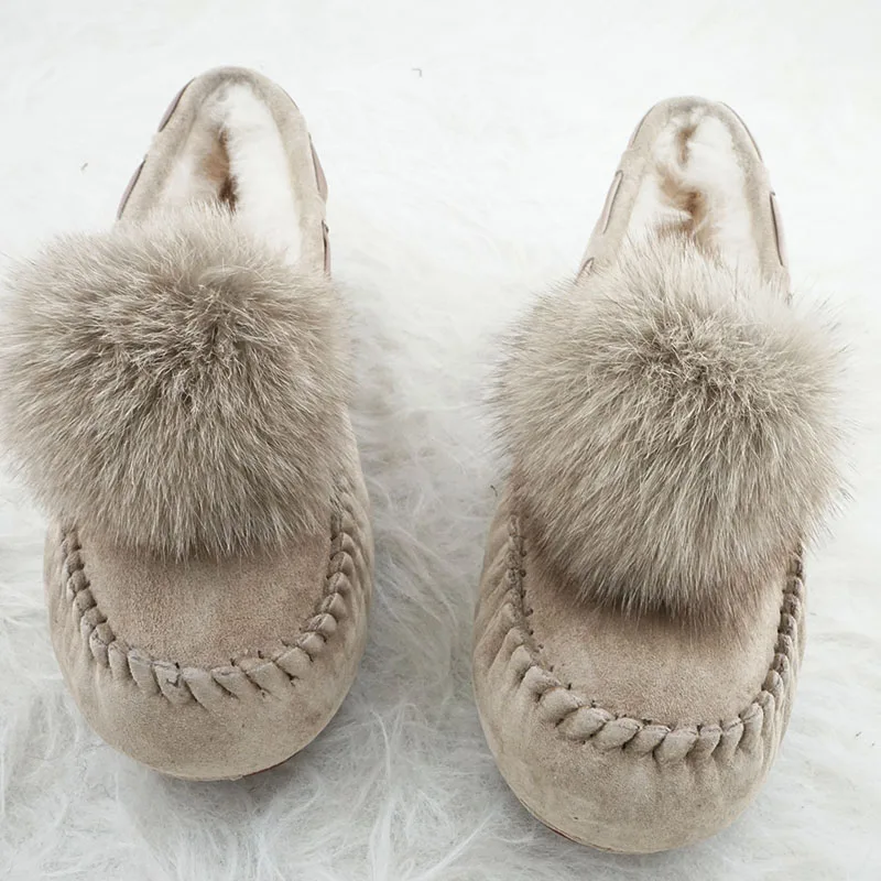 

Нескользящая резиновая подошва, зимняя женская обувь на плоской подошве из натуральной кожи, теплая зимняя обувь из толстой шерсти из натуральной яловой кожи, большие размеры