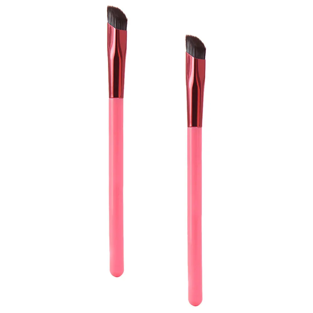 Zestaw 2 pędzli do makijażu z kątowym końcem do brwi, cieni do powiek, różu, eyelinera, pędzel do blendowania, profesjonalny zestaw do makijażu