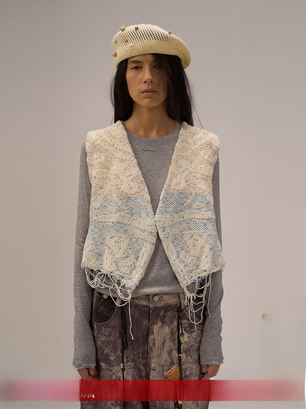 

Многоцветный вязаный жилет бренда E ARTISTE Handpied by Store DEARSOCUTE Commute Sle Cotton Blend ort Vest