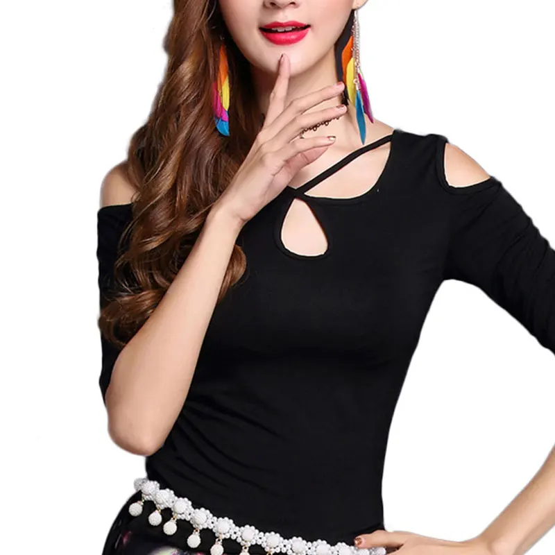 성인용 밴디지 벨리댄스 크롭탑 셔츠 섹시 여성 인디언 메쉬 블라우스 벨리댄스 의상 댄서복