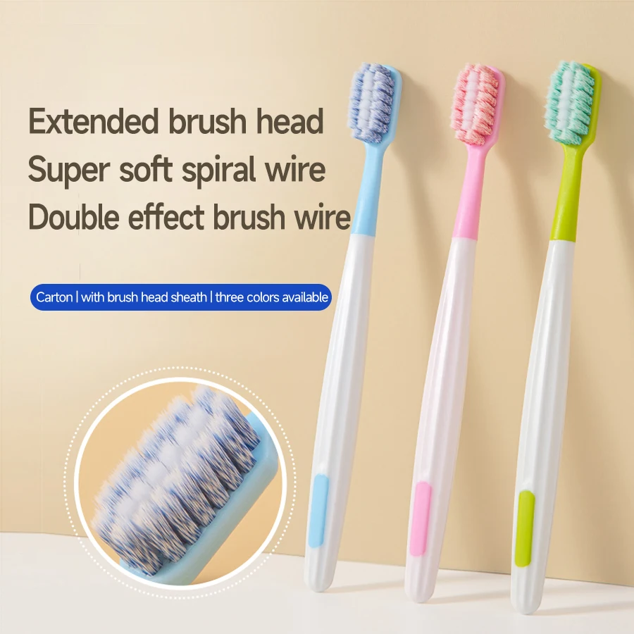 

High quality soft bristle toothbrush spiral soft bristle long head square hole dopamine 3 color home independent packaging