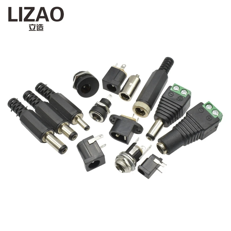 LIZAO 10PCS DC Power Connector Assortment 5.5x2.5 5.5x2.1 3.5x1.3 3.5x1.1 Male Female Plug Jack Adapter