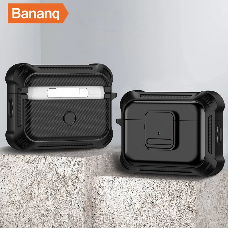 Bananq Shockproof Wireless Earphone Protective Case For Airpods Pro 2 Keychain Secure Lock Clip Switch Cover For AirPods 3 2 1