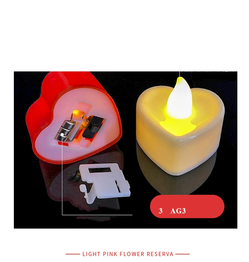 Led Electronic Candle With Batteries Heart Shape Creative Romantic Simulated Birthday Luminous Candle Light For Home Decoratio