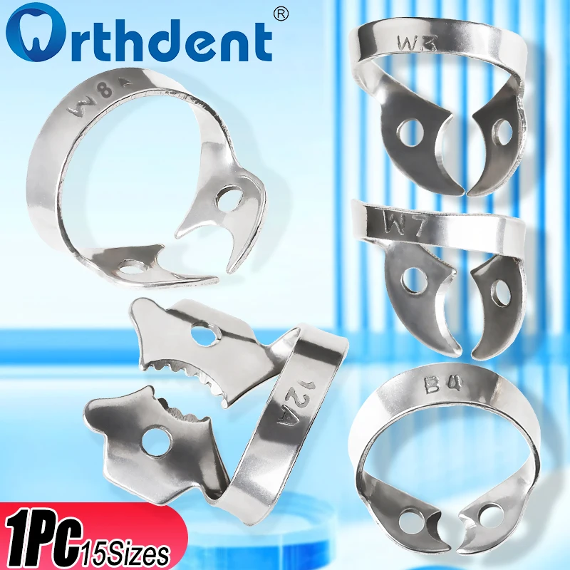 Ciamps de dique de goma Dental de acero inoxidable, soporte de marco de Clip de barrera restauradora de 15 tamaños para Material endodoncia de dentista Molar, 1 ud.