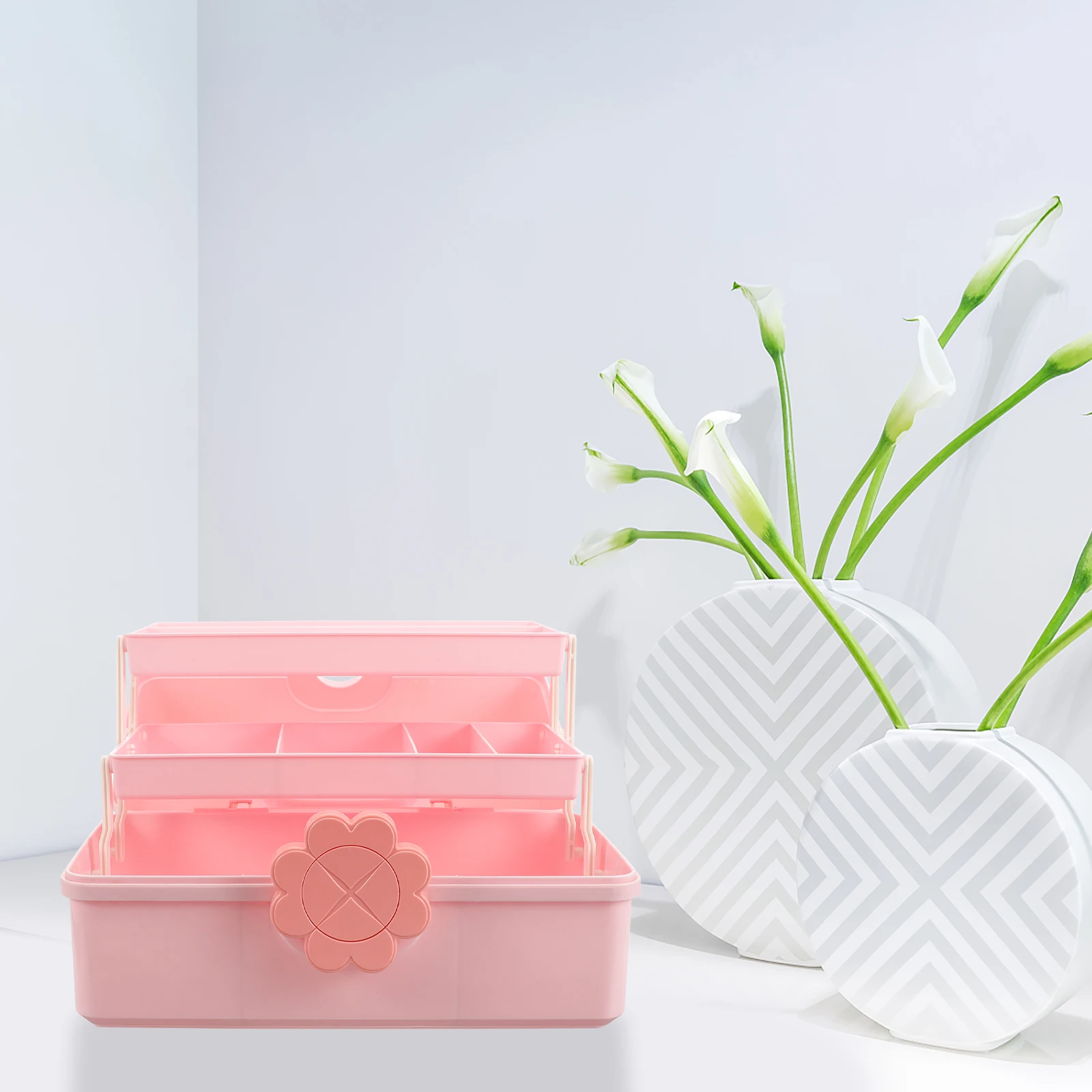 

Hair Accessories Organizer Box Medium Size Storage Container for Pins Headbands Rubber Bands Jewelry Case Portable Desktop