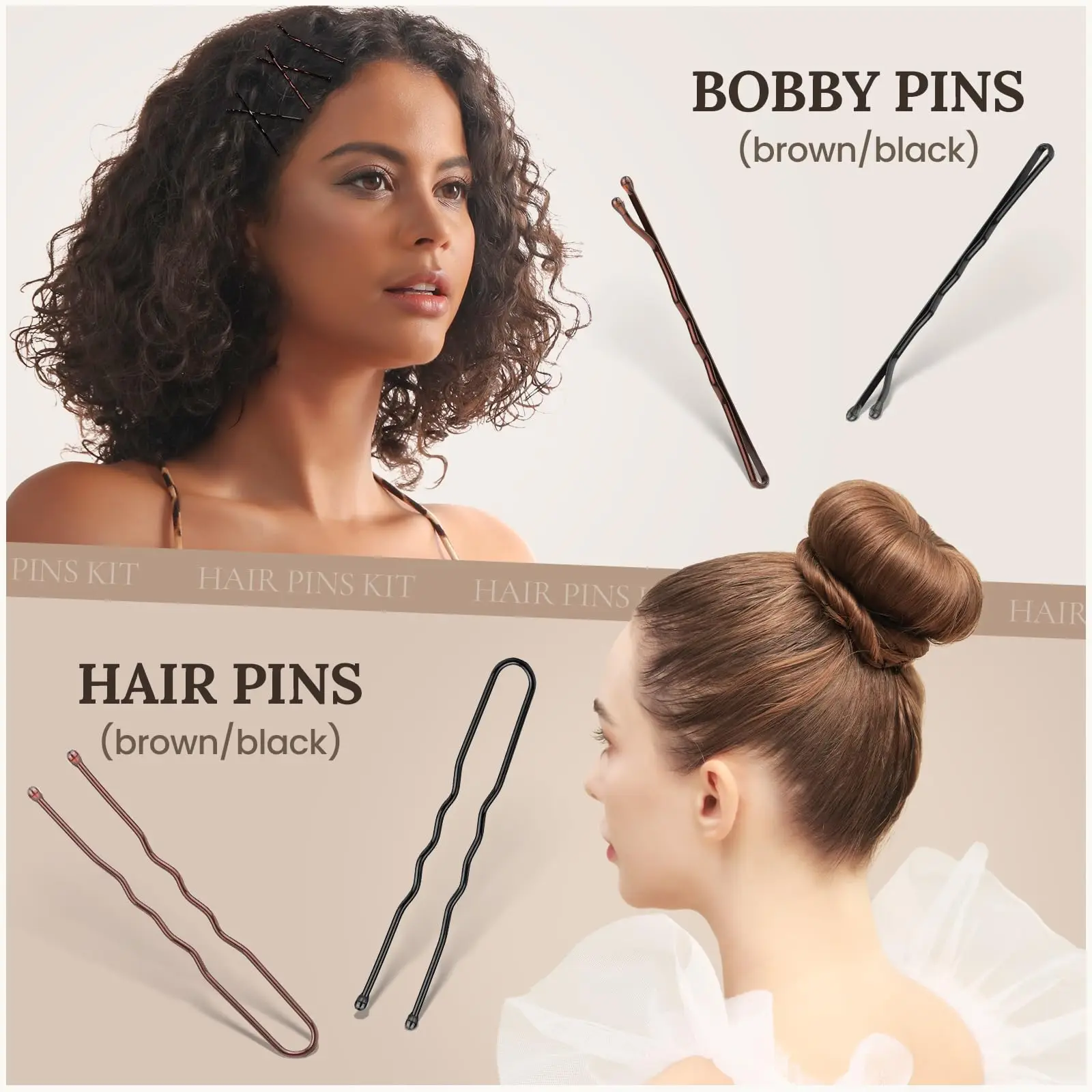 Set di stoccaggio per accessori per capelli da 163 pezzi: strumenti per acconciature portatili fai-da-te all-in-one, kit per capelli per spettacoli di danza