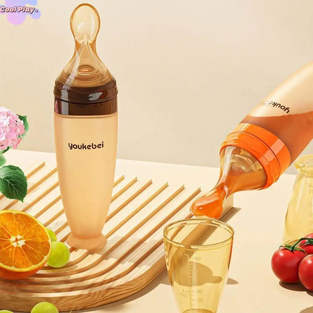 

Silicone Baby Squeeze Spoon Squeezing High Temperature Resistance Food Supplement Bottle Convenient Safe Milk Feeding Bottle