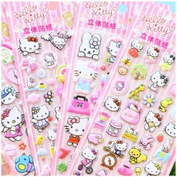 Kawaii Hello Kitty Stickers 3D Bubble Decoration Decals Cute Children Reward Puffy Sticker Stationery Supplies Cartoon Kids Toys