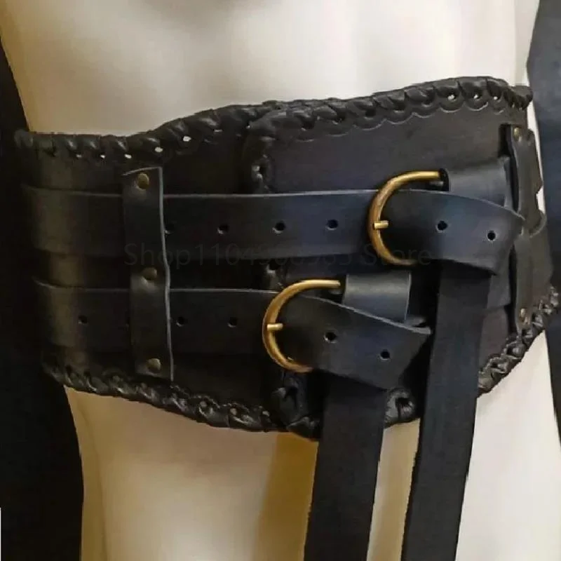 

A Vintage Medieval Wide Renaissance Belt Men Knight Armors Pirate Steampunk Costume Props Adult Halloween Fancy Dress Up Cosplay
