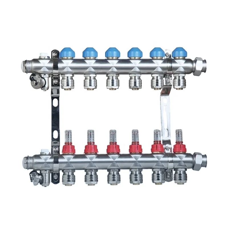 Stainless Steel HVAC  Underfloor Manifold  floor heating with Flow Meters