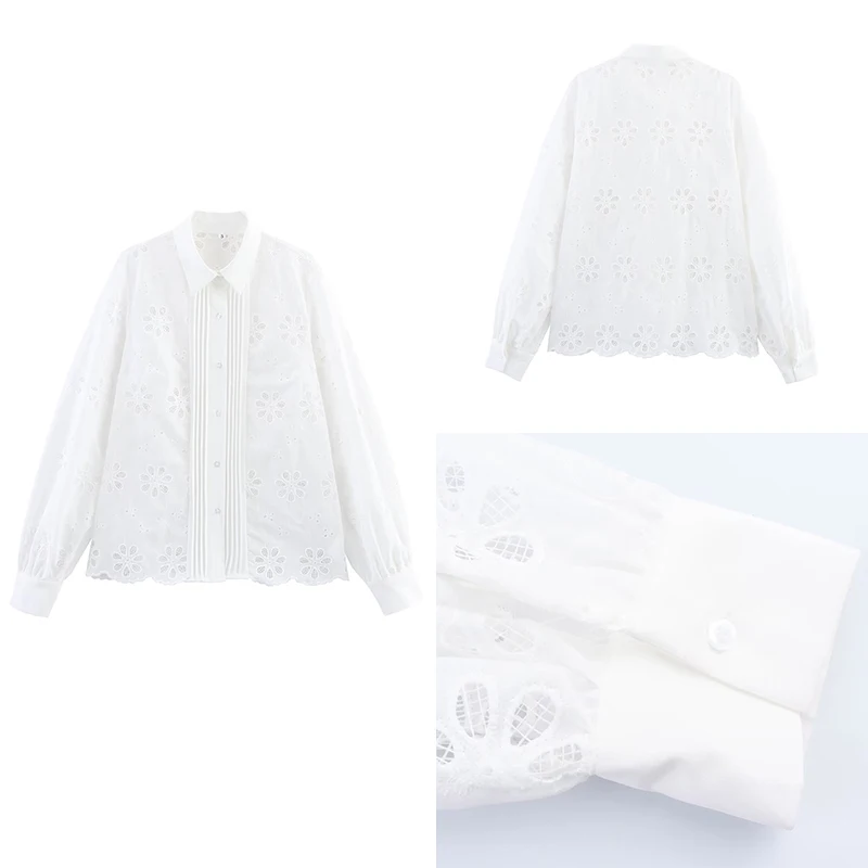 

Faionable Water-Soluble Embroidery irt Women's Sle Ele Aosphere 2025 Summer New Arrival Polyester Fiber Long Sve