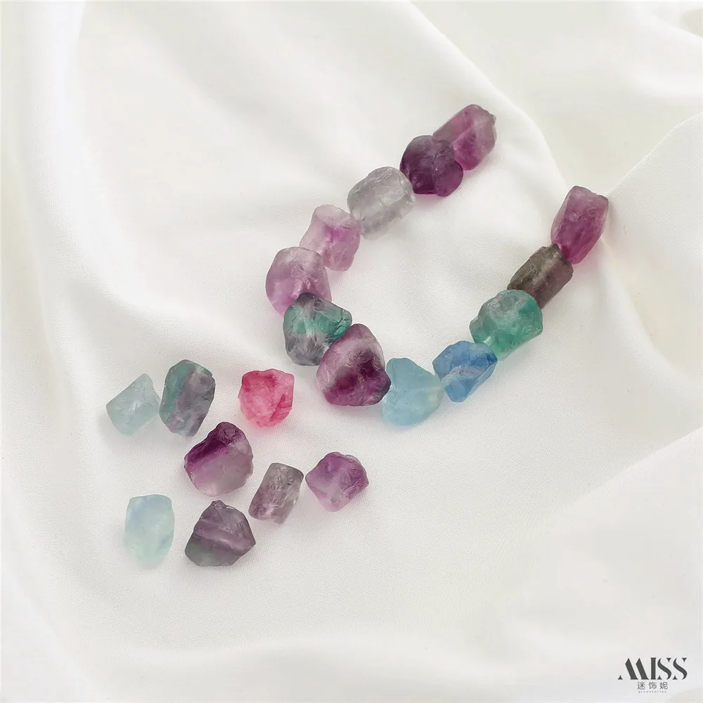 Natural Fluorite Through Hole Irregular Granular Gravel Grape Stone Beaded DIY Bracelet Necklace Jewelry Accessories