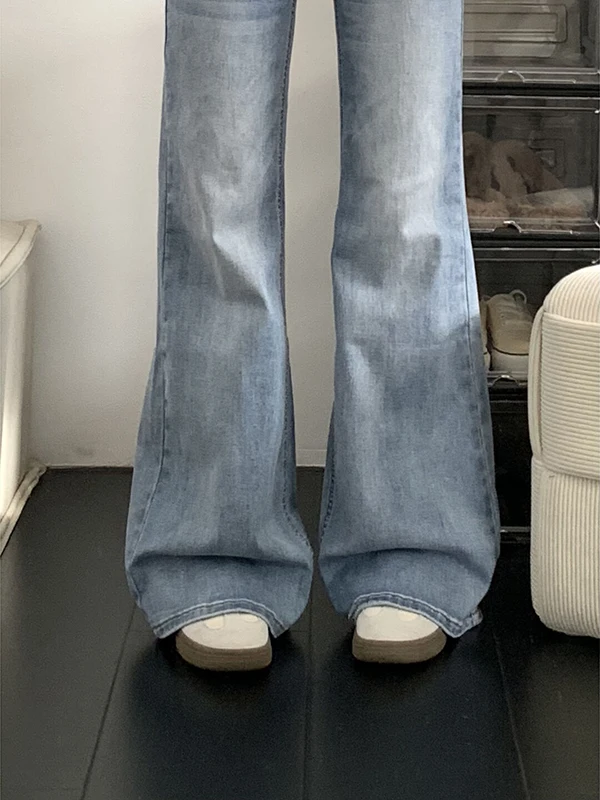 레트로 아메리칸 라이트 웨이 벨봇 청바지 여성용 루즈 스트레이트 레그 와이드 레그 팬츠 가을 신상 슬레 로우 웨이스트 청바지