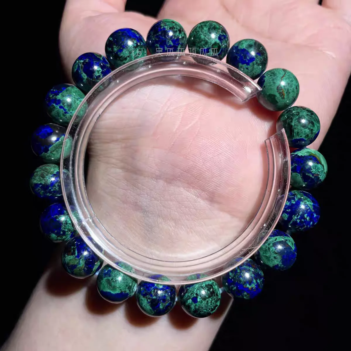 Natural Blue Green Malachite Azurite Bracelet Round Beads Woman Men Azurite Bracelet 8mm 10mm 12mm AAAAAA