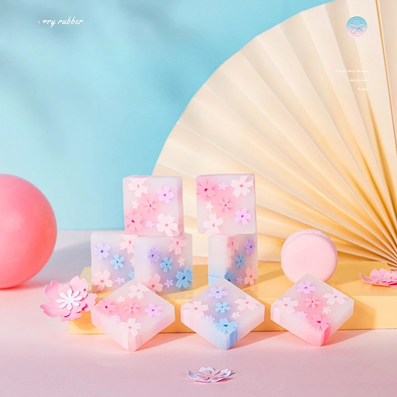 32-個かわいい花消しゴム子供のための桜消しゴム日本の文具かわいい学校のものライン消しゴム文具アイテム学校用