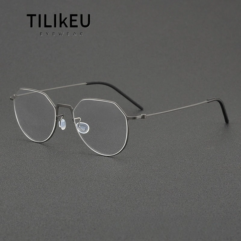 

Denmark Screwless Designer Irregular Pure Titanium Glasses Frames Trend Men Women Thin-Rim Optical Ultralight Eyeglasses Gafas