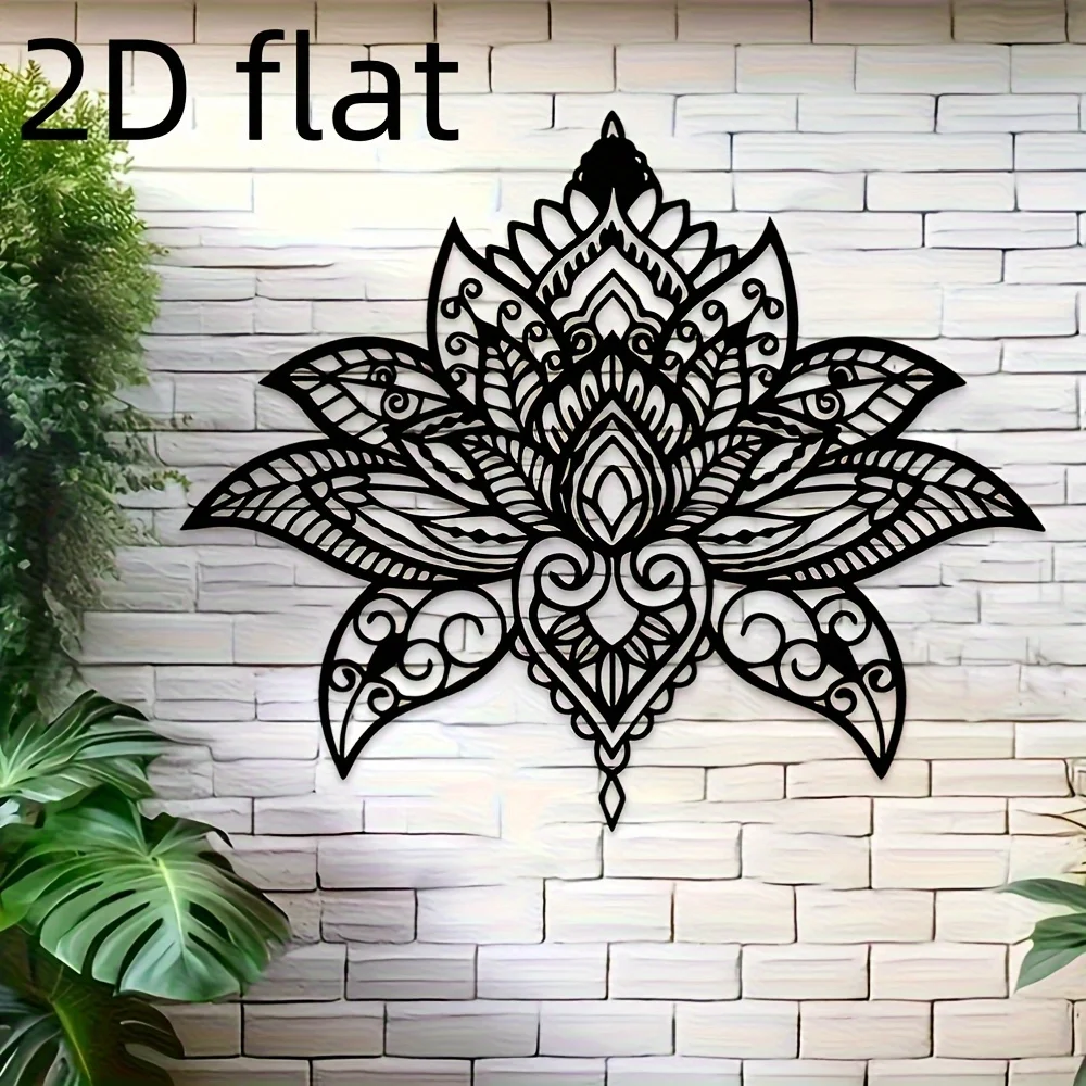 Lotus Mandala Metal Wall Decor, Vertical Hanging Decoration for Home and Office, Indoor Space-Themed Metal Sculpture, No Power Required, Lightweight and Feather-Free a