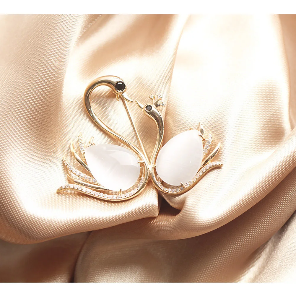 

2Pcs Swan Brooch Opal Zircon Bridal Pin Suitable for Wedding Party Prom Fashion Jewelry Opal Brooch Zircon Breastpin