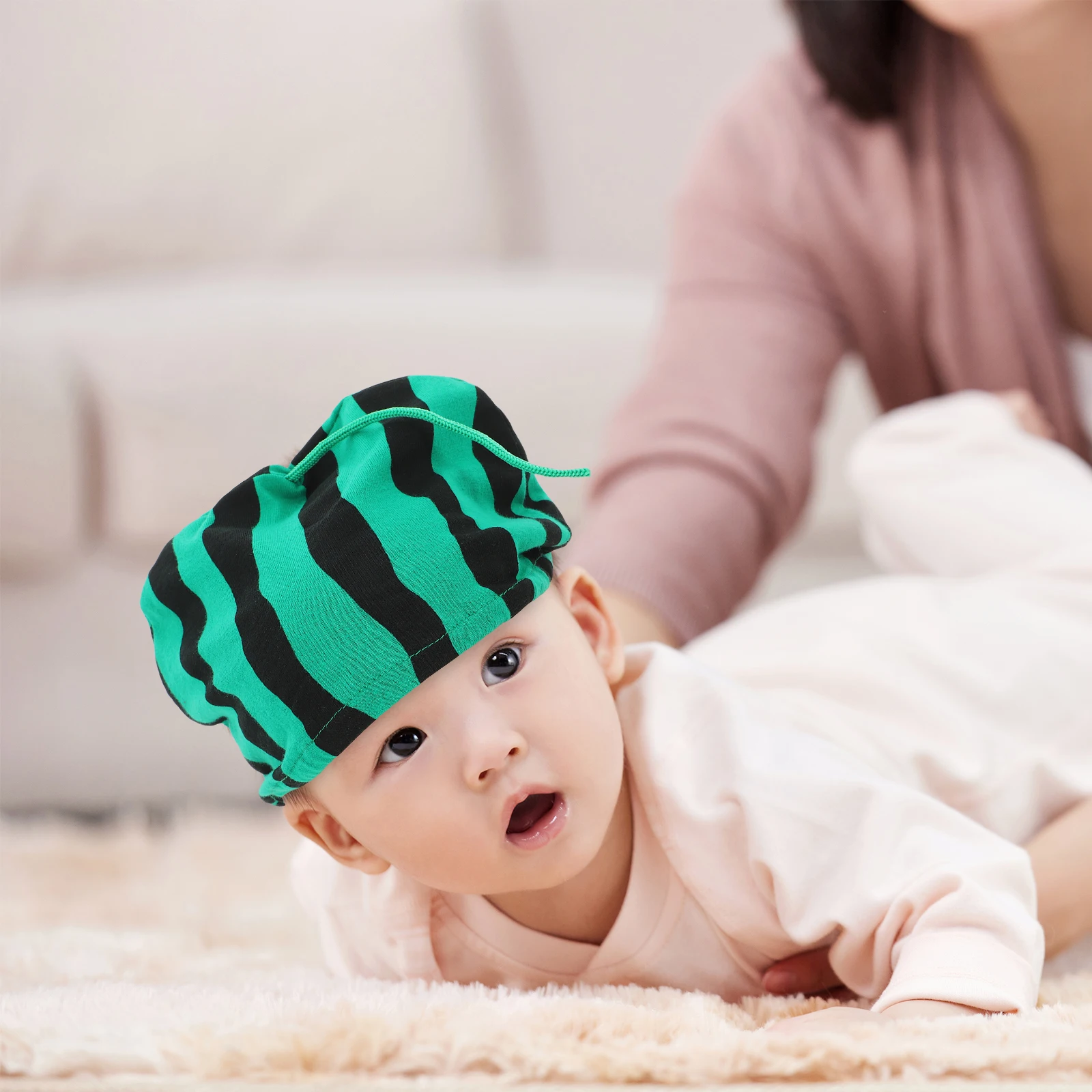 

1 set 1 Set Cotton Baby Bodysuit Short Sleeve Watermelon Print Infant Romper With Hat Summer Outfit For Newborn 0-3 Months Cute