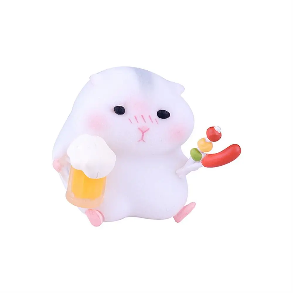 Foodie Series Hamster Clarke Figures Flocking Mouse Small Animals Gourmet Hamster Figures Cute Cartoon Collectible Toys