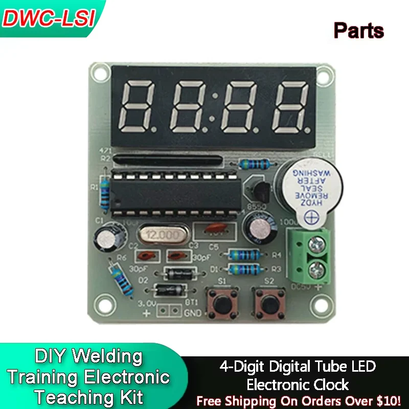 DIY 4-Digit Digital Tube LED Electronic Clock DIY Welding Kit Microcontroller Welding Training Electronic Teaching