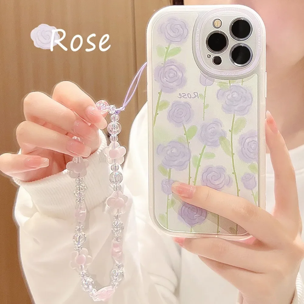 Sweet miss rose romantic bracelet woman girls Phone Case For iPhone 16 15 14 13 11 12 Pro Max 14 15 16 Plus case Cute Soft Cover