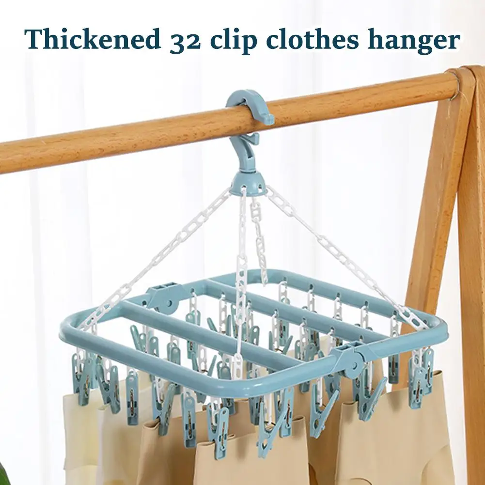 32 Clip Drying Rack Underwear Socks Clip Multi-functional Clothes Rack Plastic Portable Cloth Drying Rack