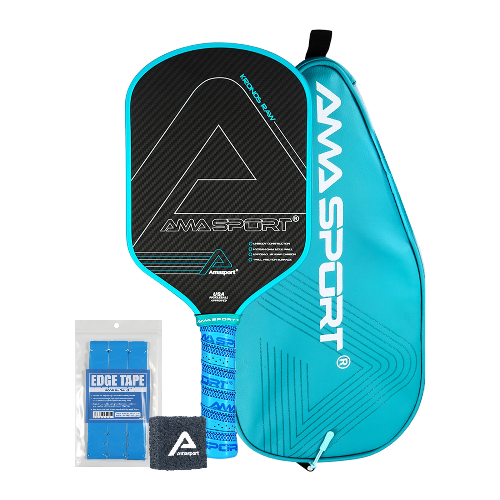 AMASPORT Pickleball Paddle 3K Carbon Hot Press Thermoforming Pickle ball Paddle with Grit 16mm Pickleball Rackets of 4 Gift set