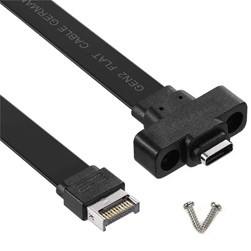 Leading-4X USB 3.1 Front Panel Type E To Type C Extension Cable ,Gen 2 (10 Gbit/S) Internal Adapter Cable,With 8 Screws (50Cm)
