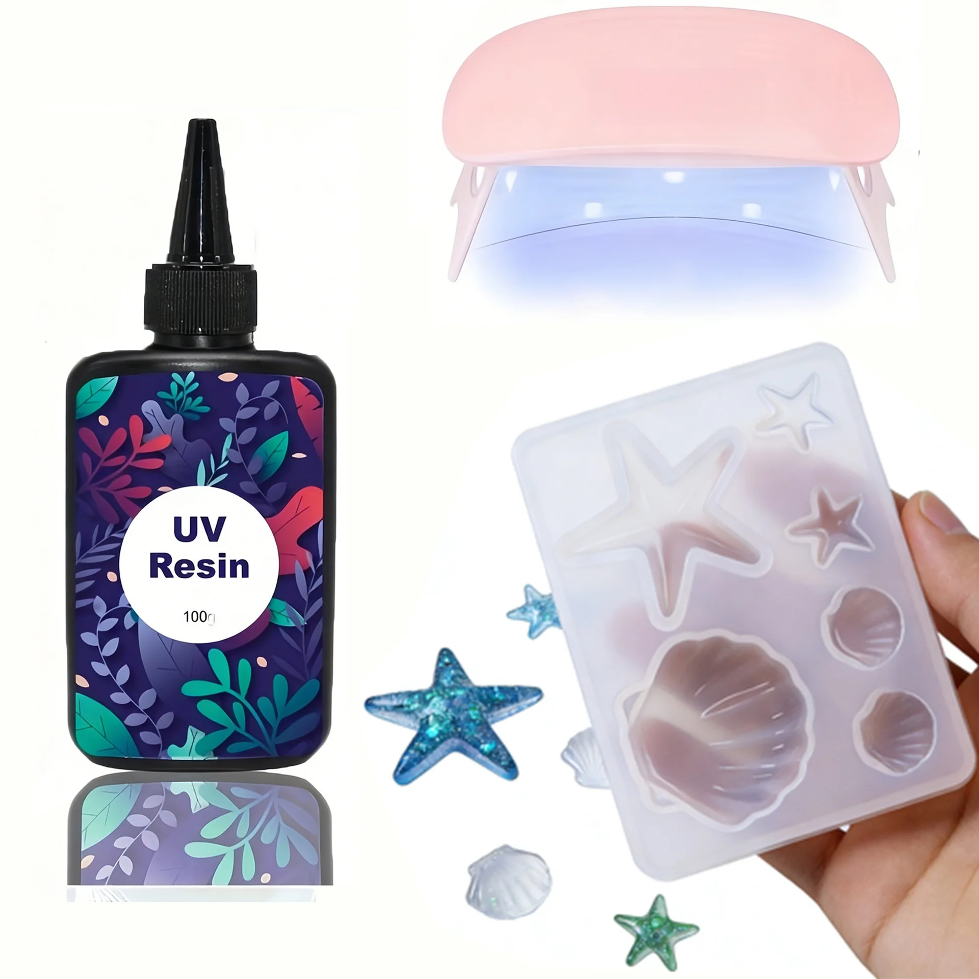 DIY Ocean Theme Crystal Epoxy Resin Shell Jewelry Pendant Silicone Mold Jewelry Pendant Making Mold UV Resin Mold view 3
