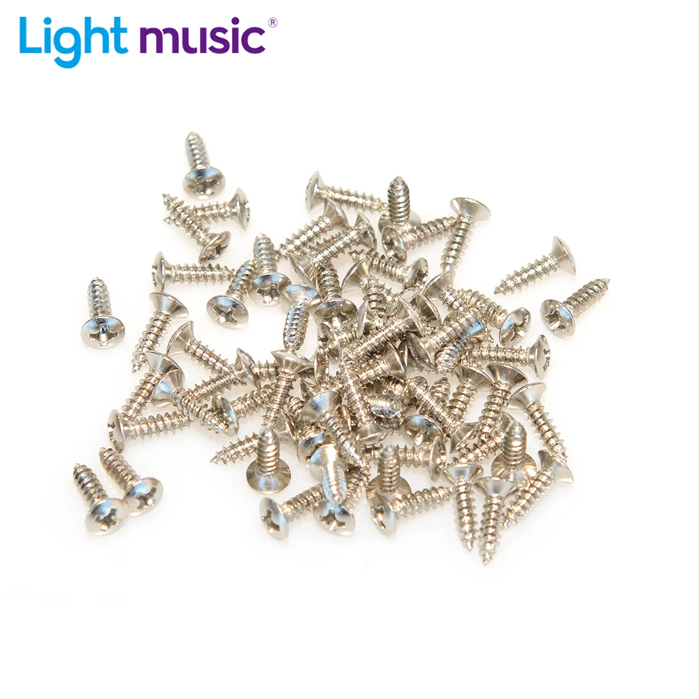 100pcs Chrome Guitar Pickguard Screws 3*12mm  For FD ST/TL LP/SG Electric Guitar Bass