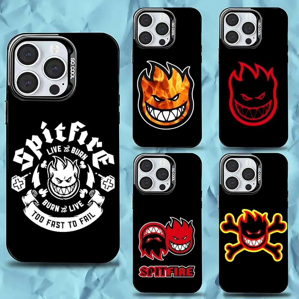 S-Spit fire S-SkateBoards Phone Case For iPhone 16,15,14,13,12,11,Pro,Max,Plus,Mini,XS,SE Anti Fall Black Matte Hard Bumper