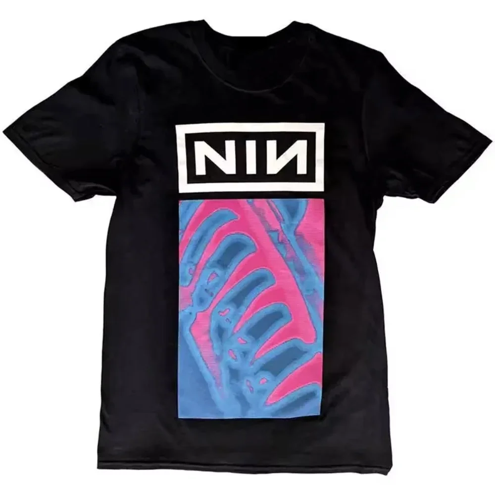 Música rock americana nove polegadas unhas nove Polegada unhas banda equipe solta impressão masculina e feminina camiseta de manga curta verão