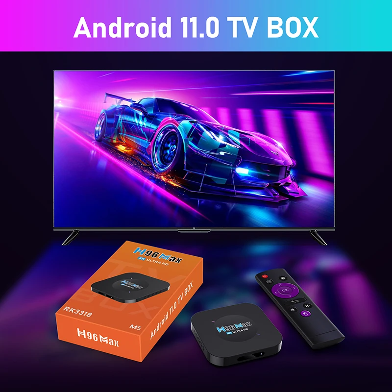 New H96MAX M5 Android 11 TV BOX WIFI6 8K Smart TV BOX RK3318 Chip 8K Andorid 11.0 Set Top Box Decoder H.265 video player