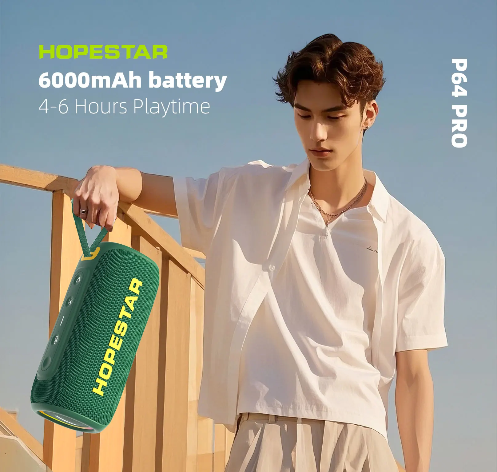 HOPESTAR P64 Pro 50W IPX-5 Waterproof Outdoor Portable USB Rechargeable for Speaker with RGB Light 5000-10000mAh Battery