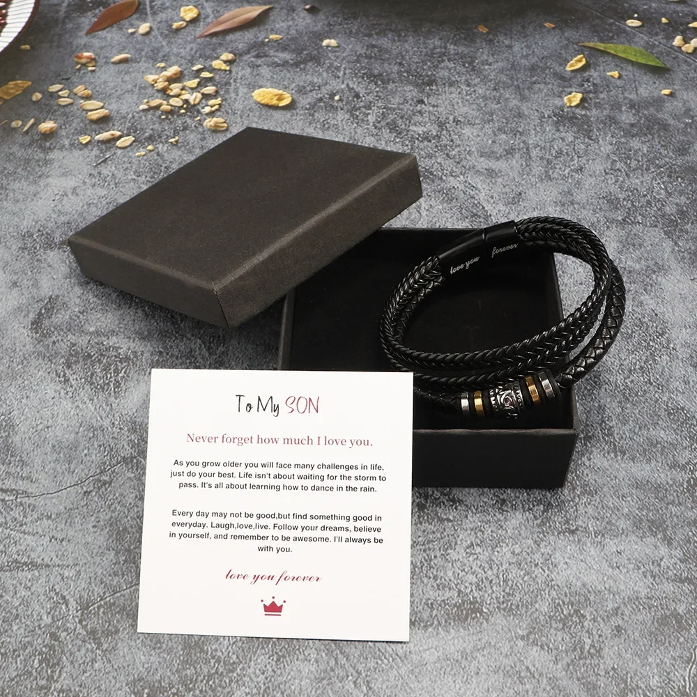 Stainless Steel Leather Bead Grown Up Meaningful Graduation Gifts for His Birthday 8.5
