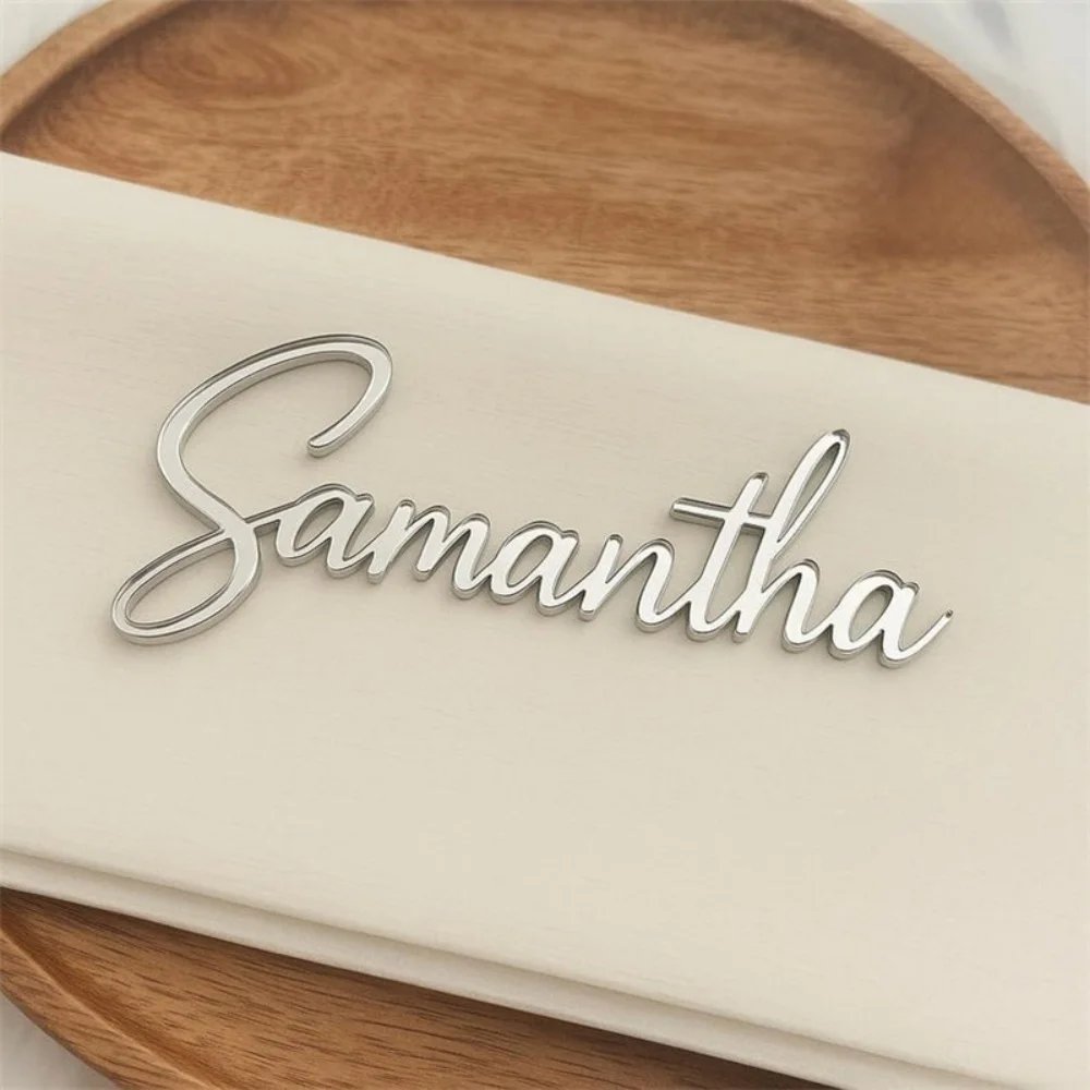 Customized Acrylic Wedding Seat Place Cards Custom Name Mirror Table Name Sign for Wedding Reception Banquet Event Party Supply