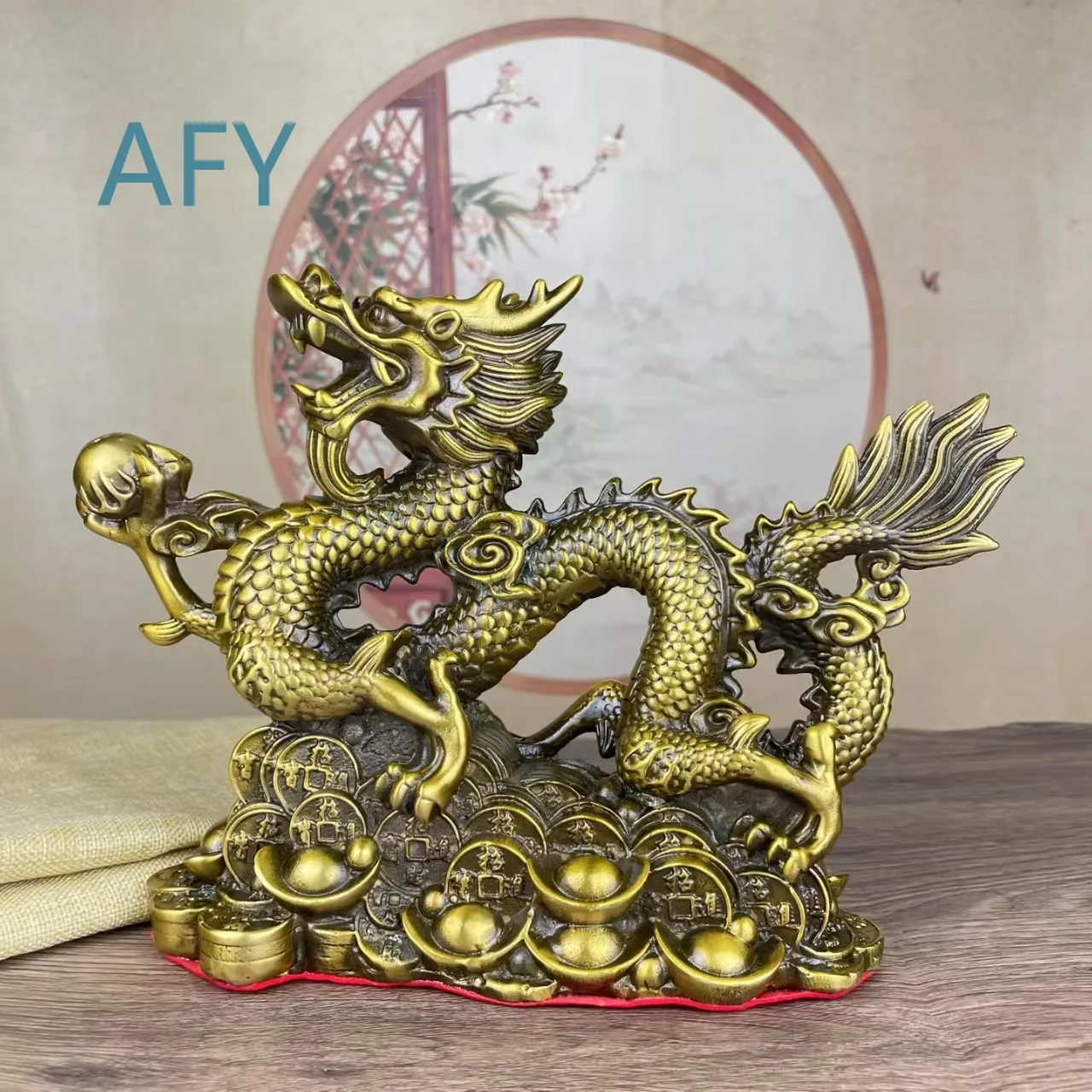 Brass Money Dragon Decoration for Chinese Zodiac Year of the Dragon Five-Clawed Golden Dragon Lucky Charm Antique Brass Home