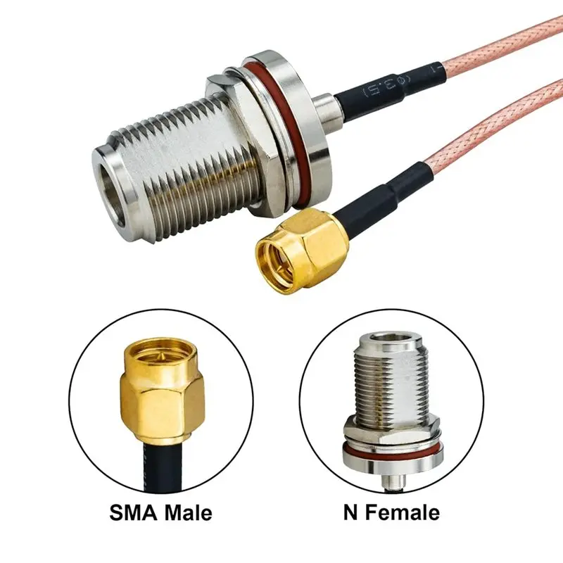 ABMR-For Antenna Signal RG316 50Ohm RF Coaxial Cable 2 Pcs 7.8In, SMA Male To N-Female Bulkhead Adapter Cable