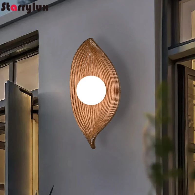 

Nordic Leaf Wall Sconce Wabi Sabi Bedside Lamp Japanese Minimalist Hotel Bedroom Accent Light