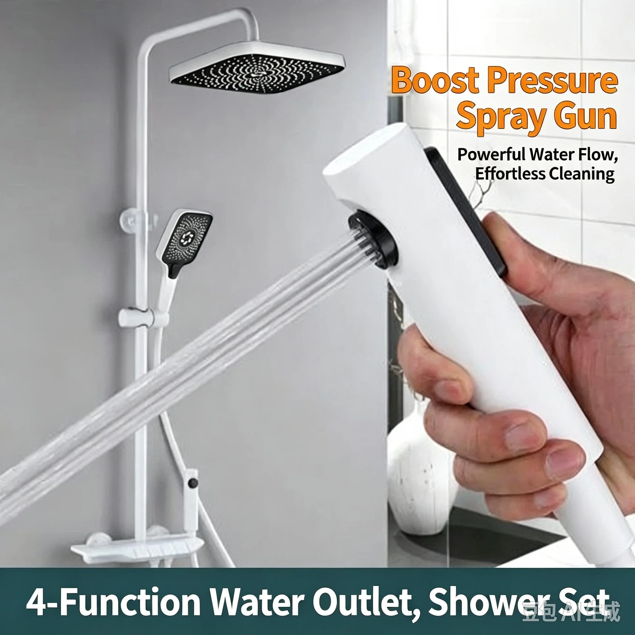 Bathroom Faucet Set with Multi-Function Buttons & Faucet Shower Head Set Thermostatic Shower Head Set Hot and Cool