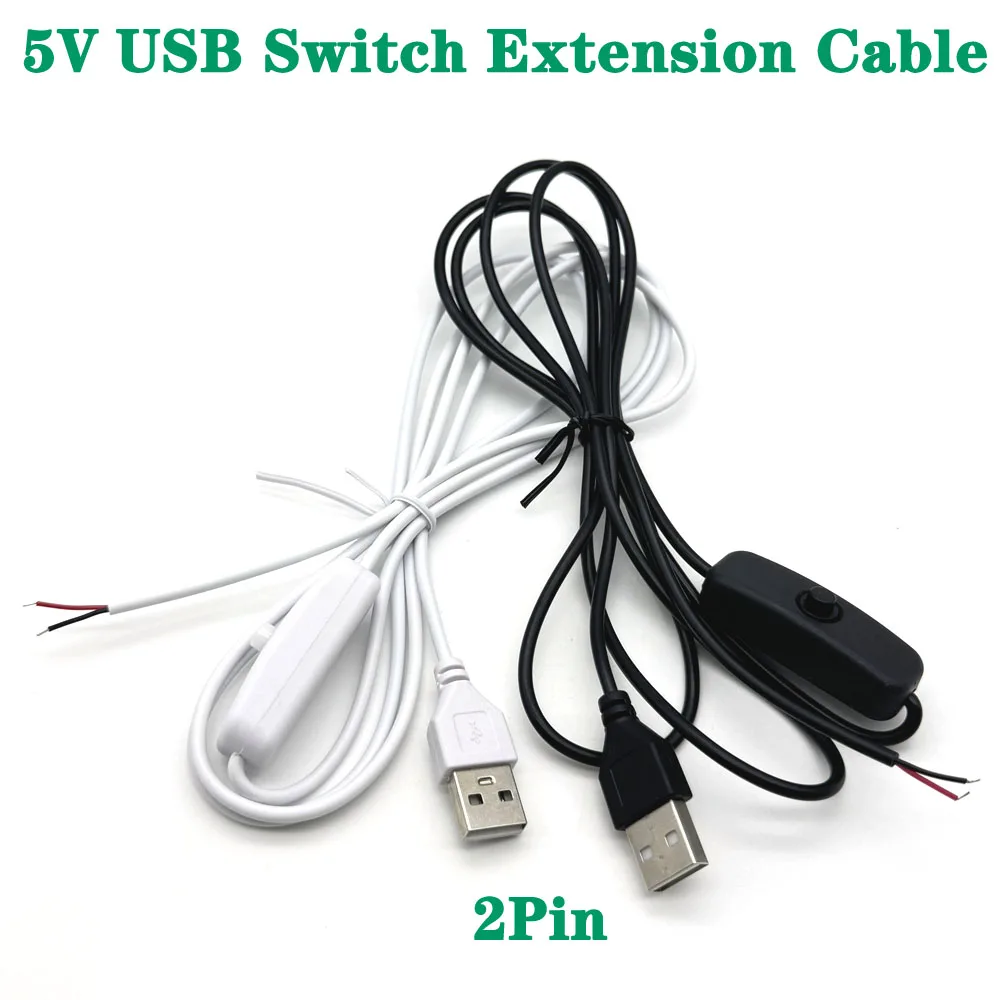 

2Pin USB 5V Type C Extension Cable with On/Off Switch Button USB-C For LED Lighting DIY Power Cord 5V Universal
