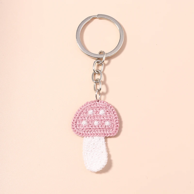 Handmade Knitted Keychain for Women Girl Cute Crocheted Flower Keyring Pendants Car Key Ring Handbag Charms Gifts