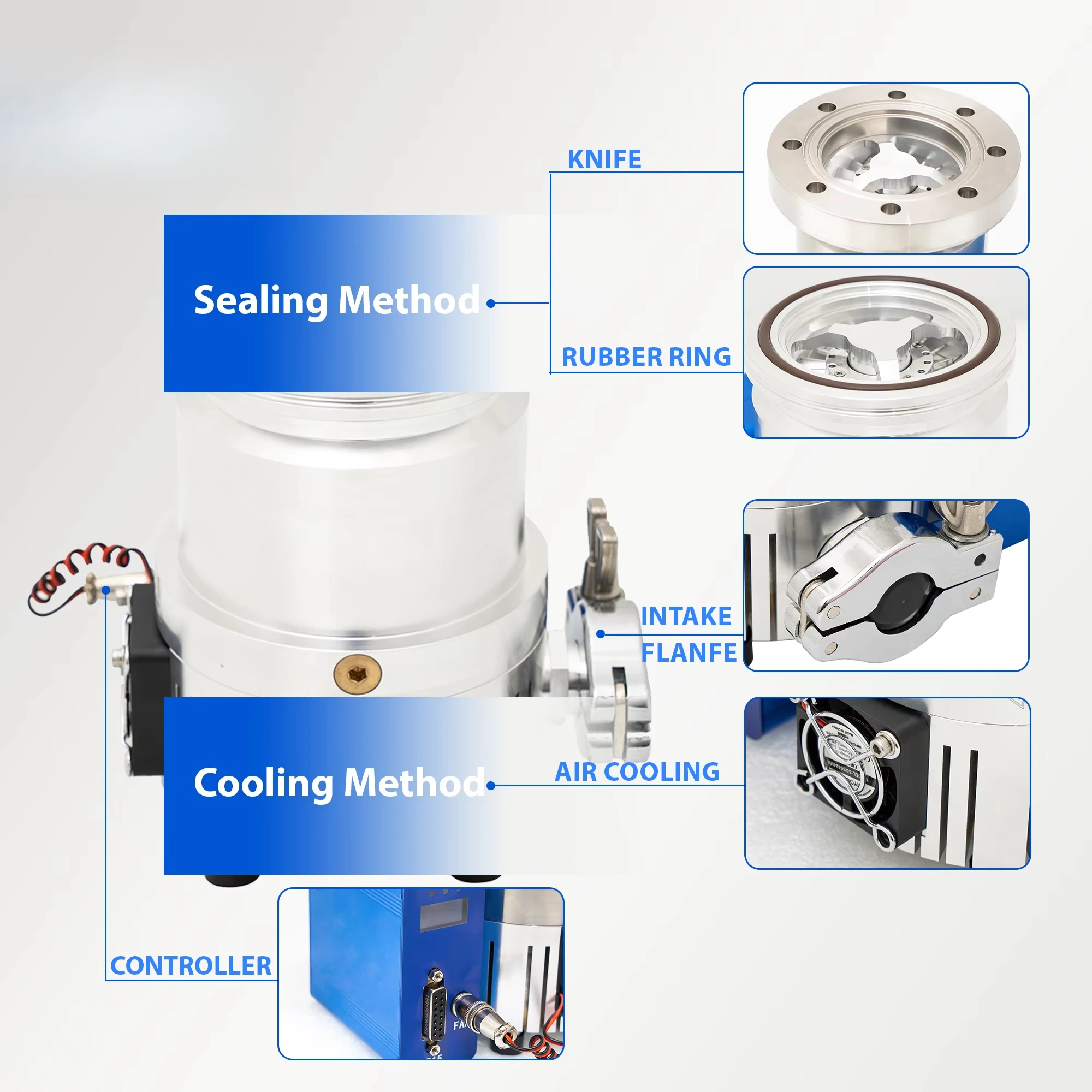 فراغ عالي 80L/S سرعة الضخ مختبر نظيف فراغ الشحوم مشحم توربو مضخة فراغ الجزيئية