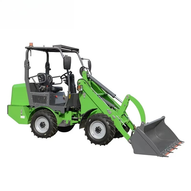 EV-10 Mini 4X4 Wheel Loader Listrik Teleskopik Pengangkut Roda Empat Mini Excavator Mesin Pemotong Rumput untuk Perawatan Taman Pompa Motor Inti