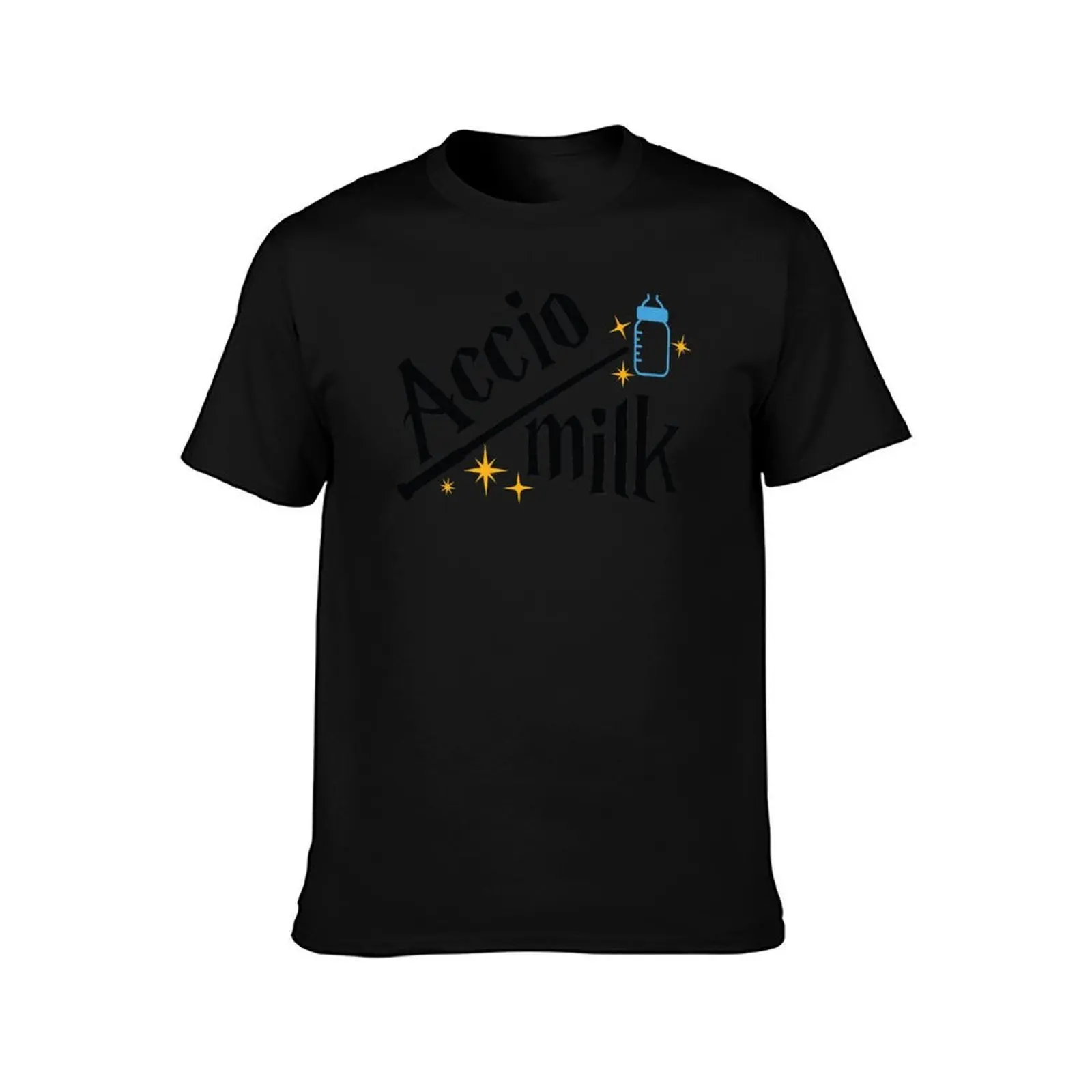 Accio Milk T-Shirt, Summer Casual Cotton Tee, Oversized Streetwear Tops, Vintage Graphic Print, Loose Fit Short Sleeve