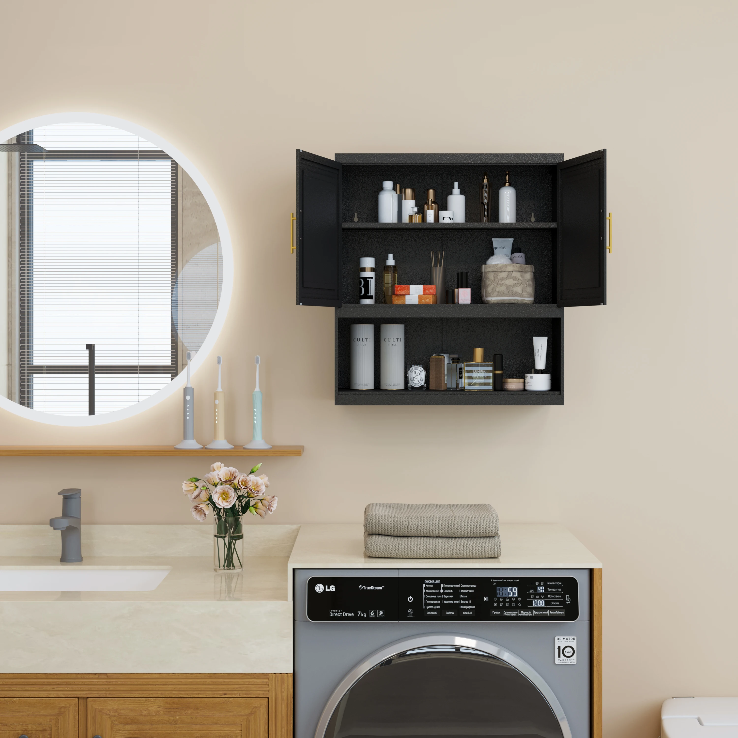 

Metal small bathroom wall mounted cabinet, suitable for small space kitchen storage cabinets, garages, and bathrooms