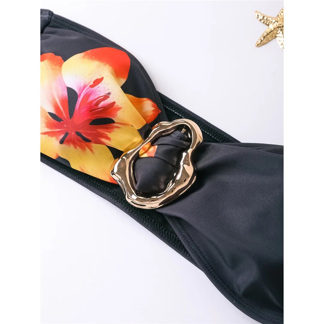 S - XL, mit Hose, Blumenmuster, Bikini, Damen-Badeanzug, dreiteiliges Bikini-Set, Damen-Badebekleidung, Badeanzug, Schwimmanzug V6553 – Detail 10