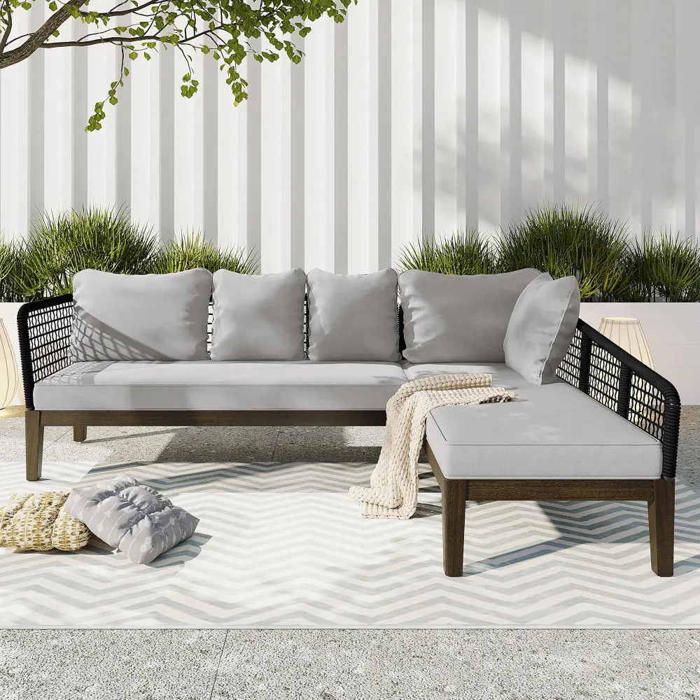 

Garden Chairs, Outdoor Seating Group with Cushions Rope Waved Patio Sofa